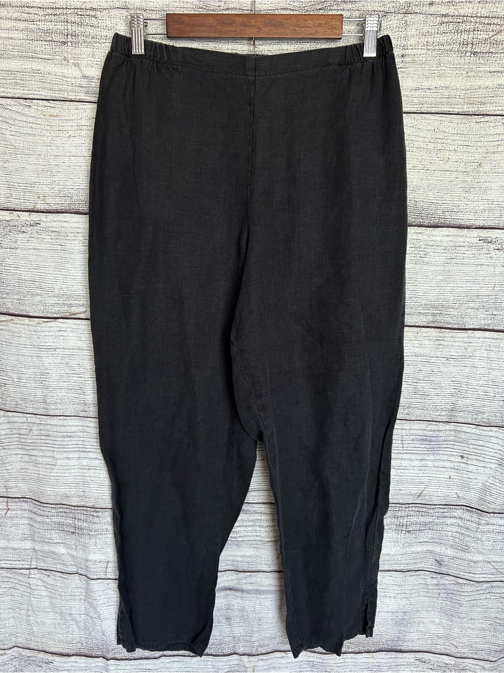 Flax 100% linen black pull on pants size small
